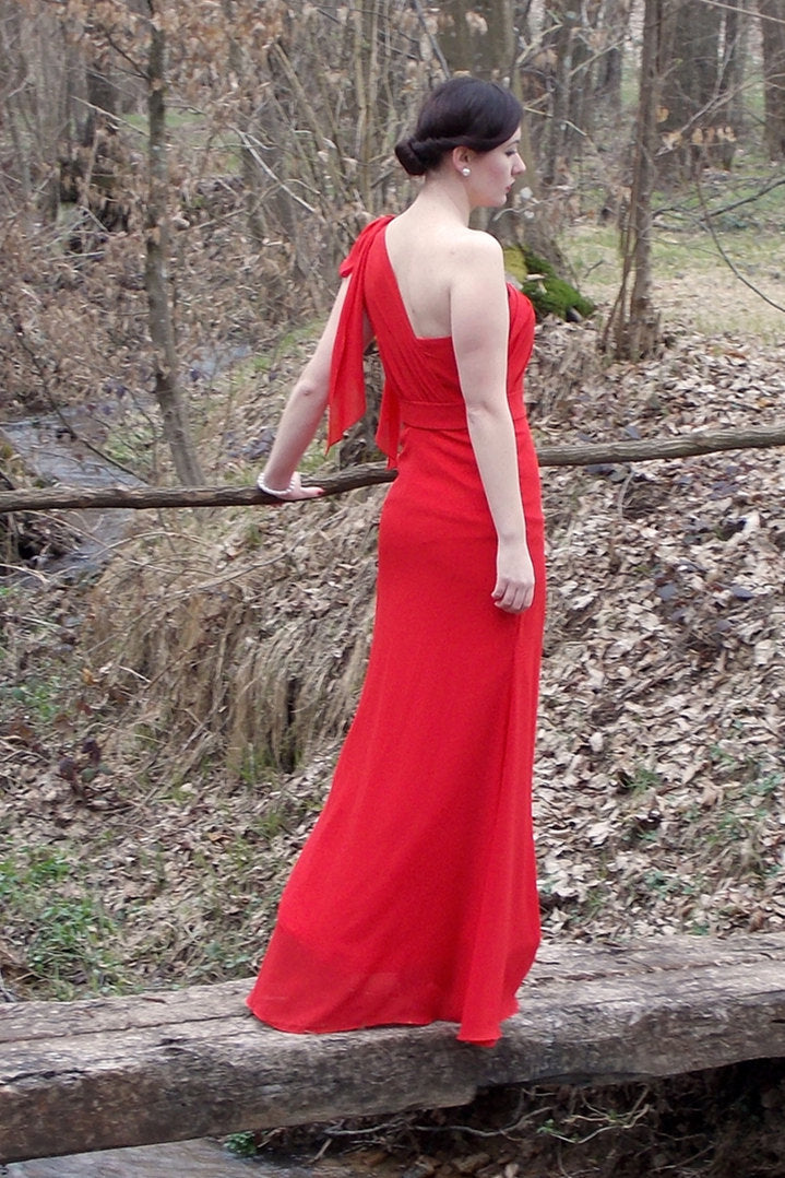 Sheath One-shoulder Floor Length Chiffon Sleeveless Bridesmaid Dress