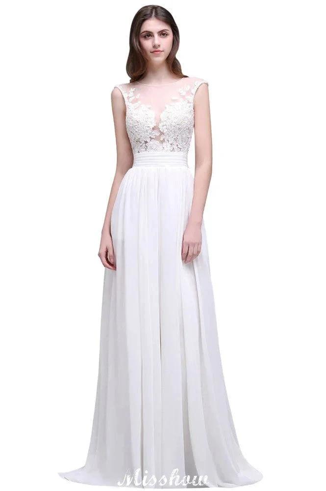 Sheath Sheer Lace Chiffon Beach Wedding Dresses (ZD13948)
