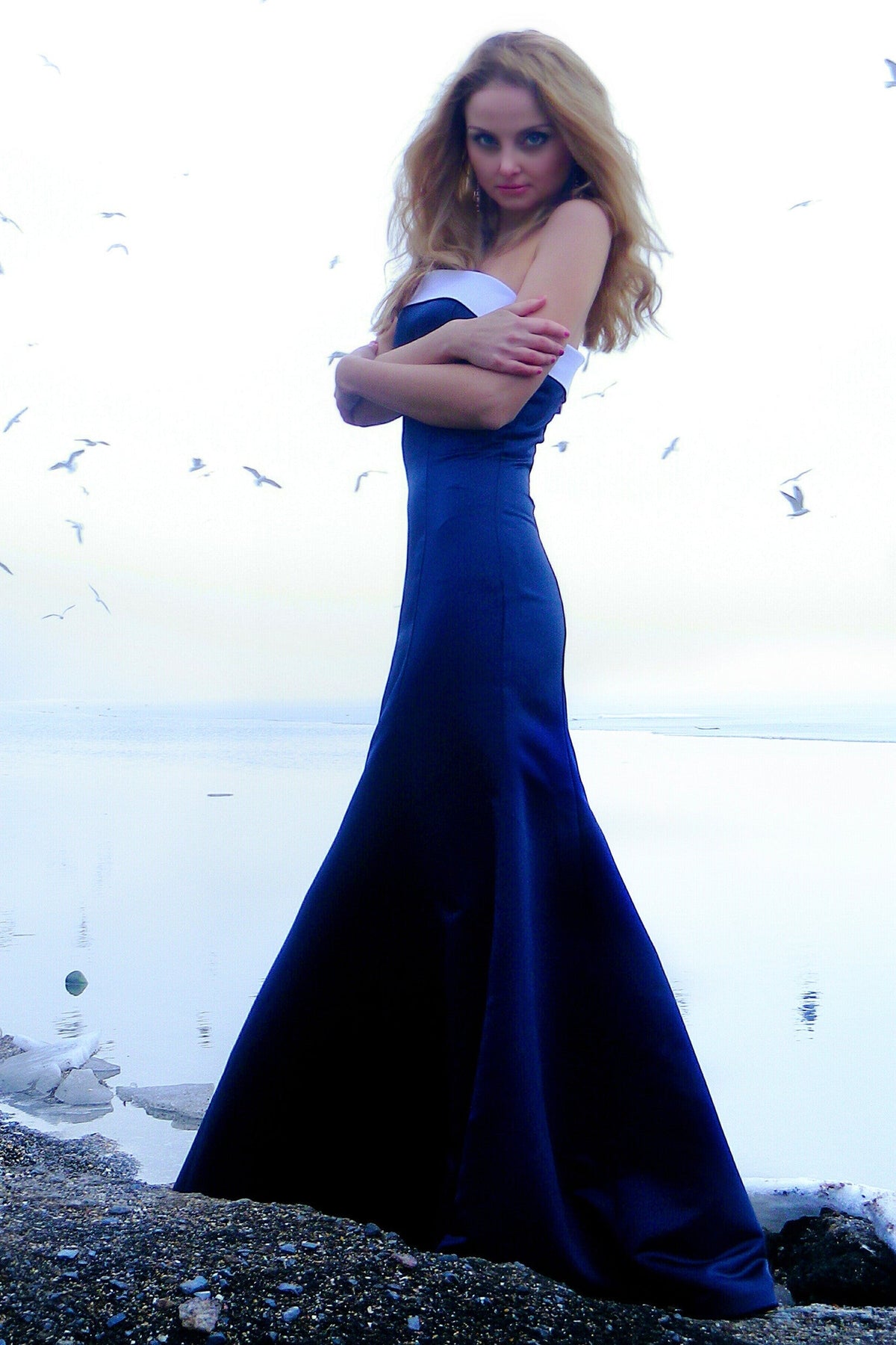 Sheath Strapless Floor-Length Charmeuse Evening Dress