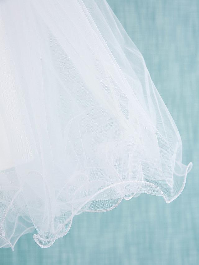 Short Ball Gown Satin Tulle Jewel Neck Wedding First Communion Flower Girl Dresses - View 5 | VelvetHem