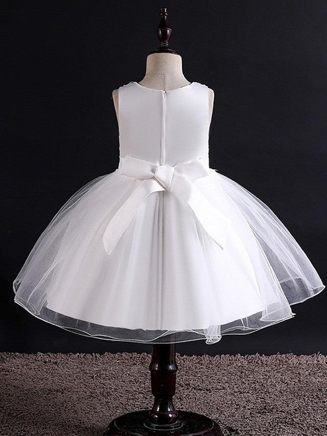 Short Ball Gown Tulle Sleeveless Jewel Neck Wedding Party Flower Girl Dresses - View 2 | VelvetHem