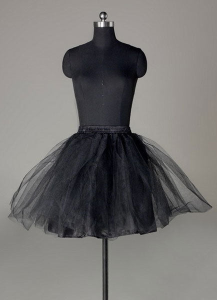 Short Black Taffeta A-Line Boneless Two Tier Wedding Petticoats