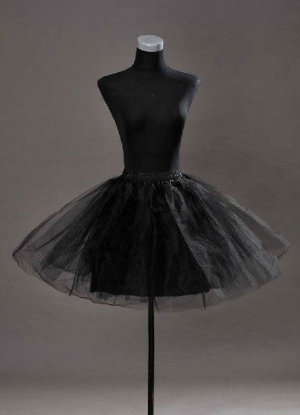 Short Black Taffeta A-Line Boneless Two Tier Wedding Petticoats