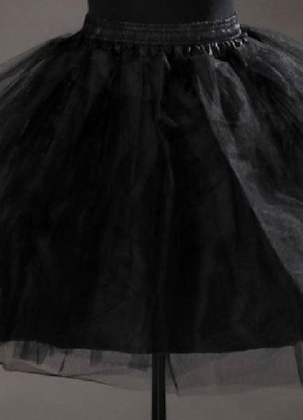 Short Black Taffeta A-Line Boneless Two Tier Wedding Petticoats