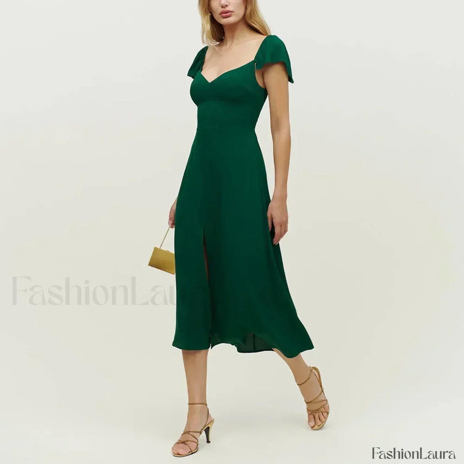 Short Sleeve Slit Dress with Relaxed Fit and Layered Outfit Styling