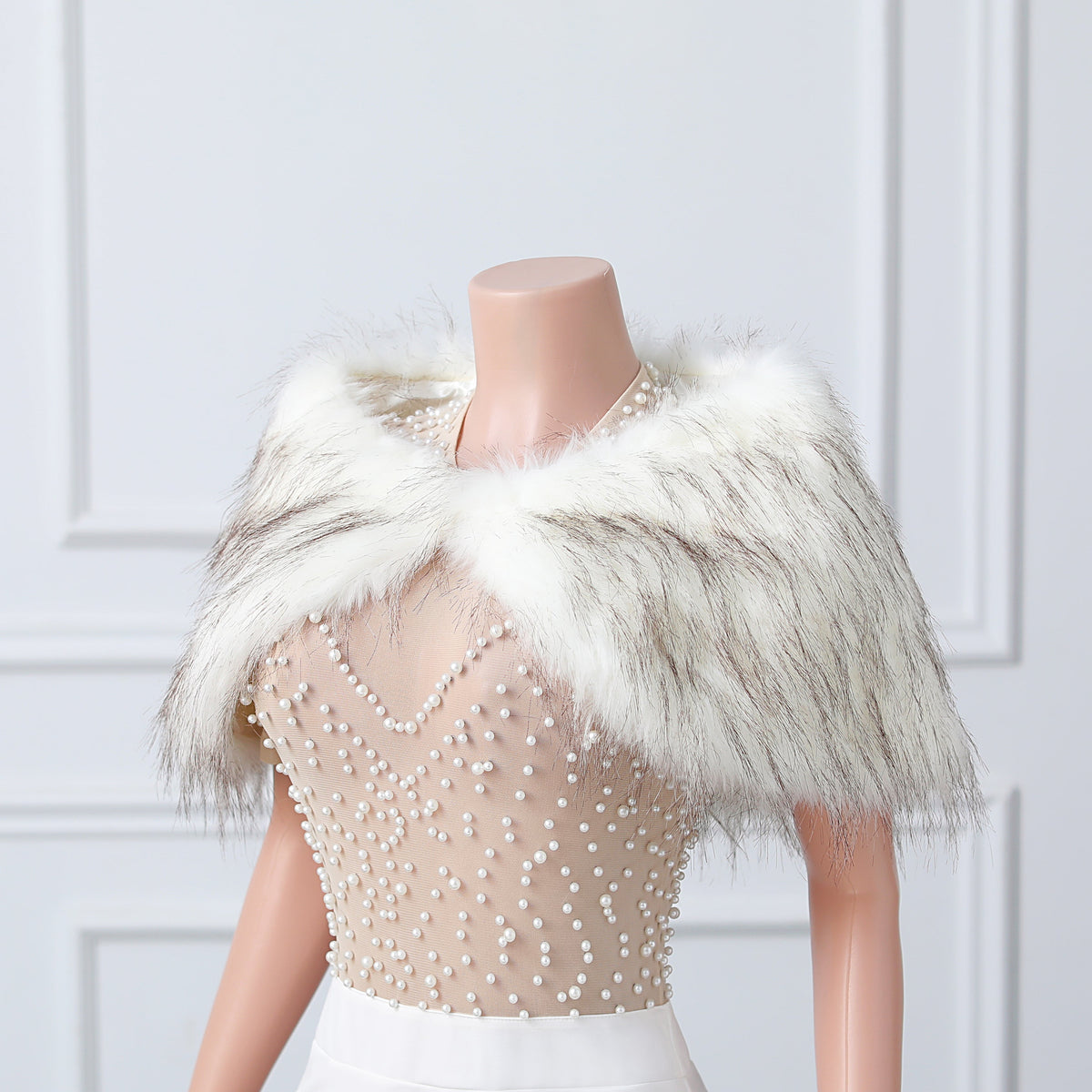 Short White with Brown Floral Winter Wraps