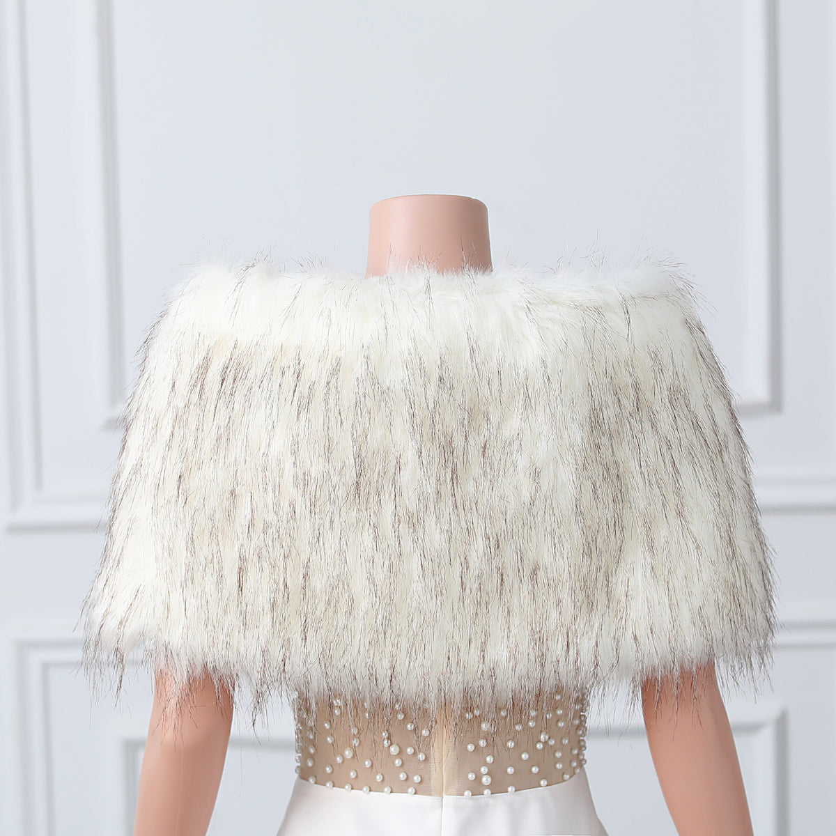 Short White with Brown Floral Winter Wraps
