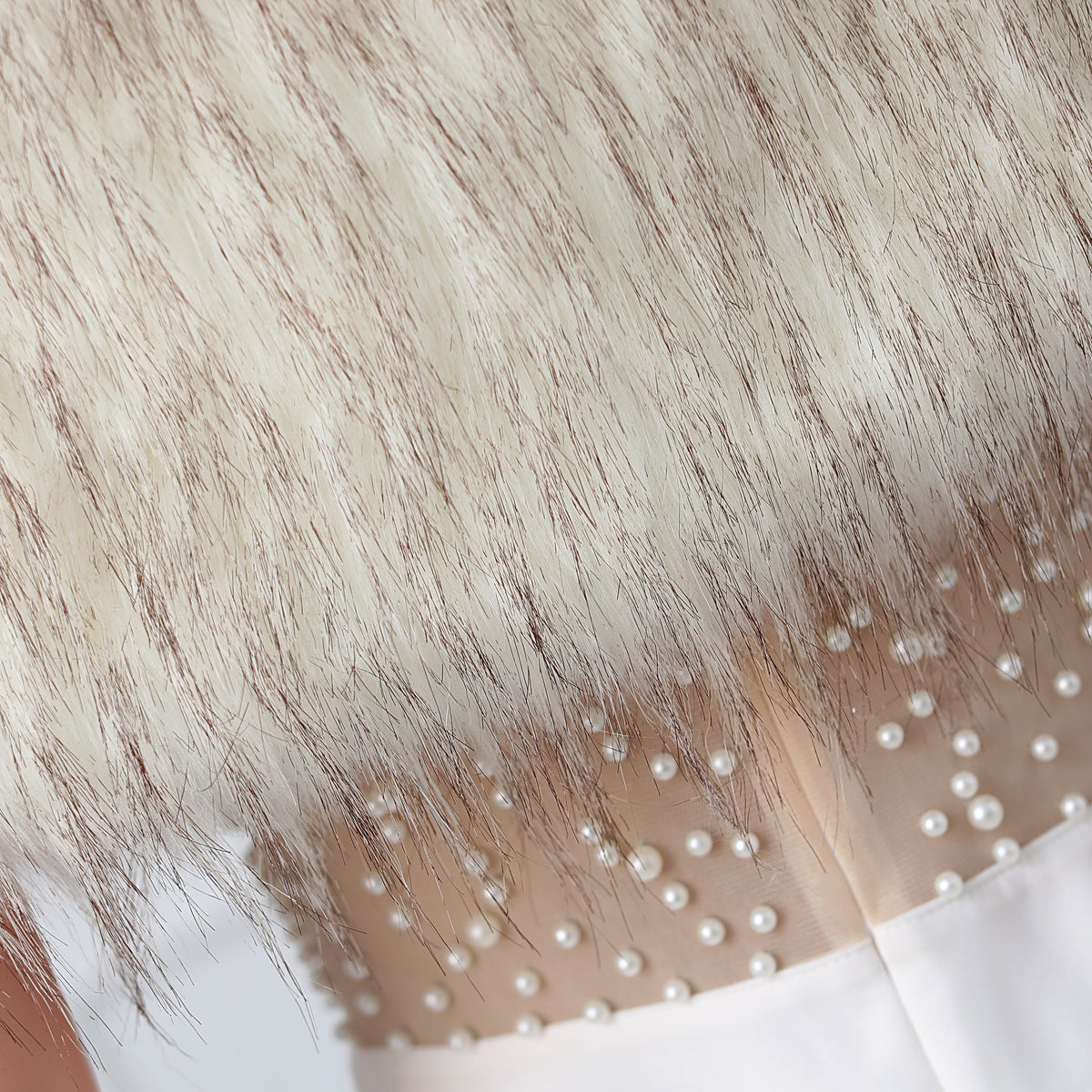 Short White with Brown Floral Winter Wraps