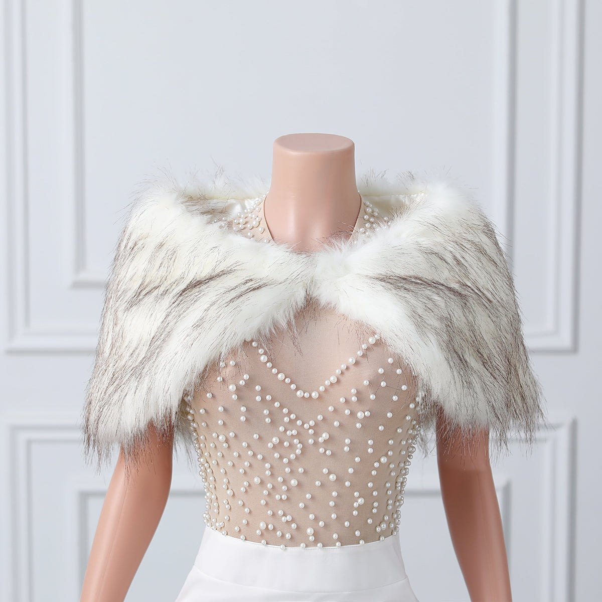 Short White with Brown Floral Winter Wraps