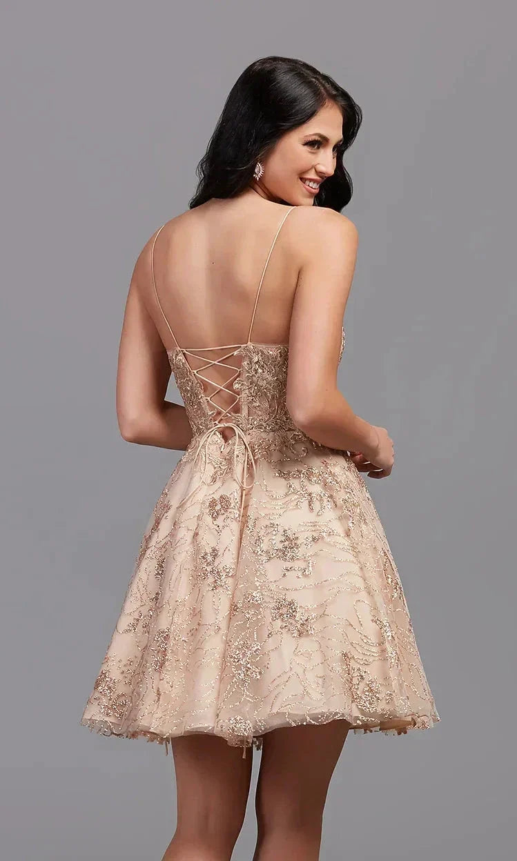 Short Gold Homecoming Dress (ZD11694)