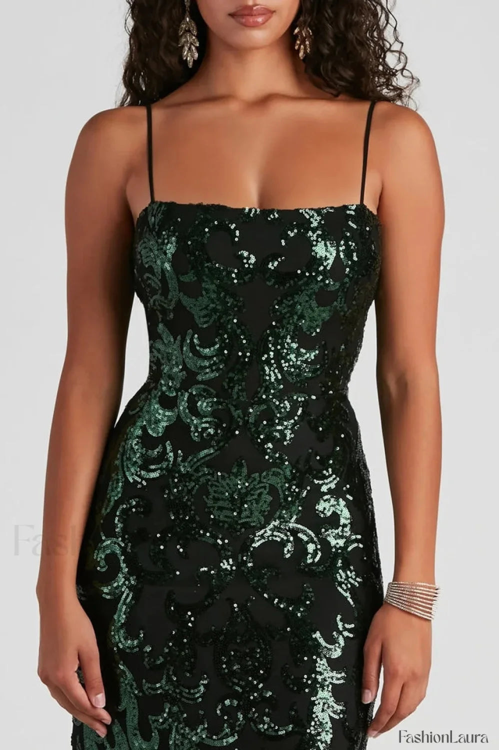 Sima Baroque Stylish Sequin Maxi Dress