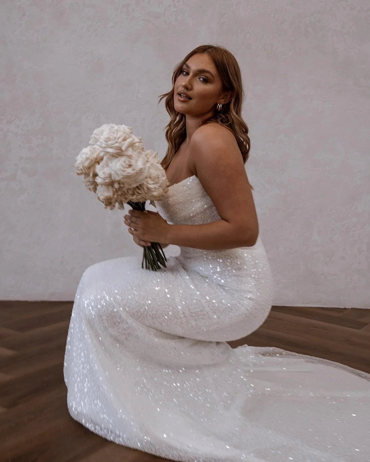 Simple Off-the-shoulder Glitter Mermaid Wedding Dresses (ZD16415)