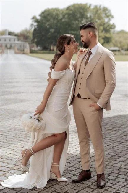Simple Off-the-shoulder Mermaid Wedding Dresses With Slit (ZD14621)