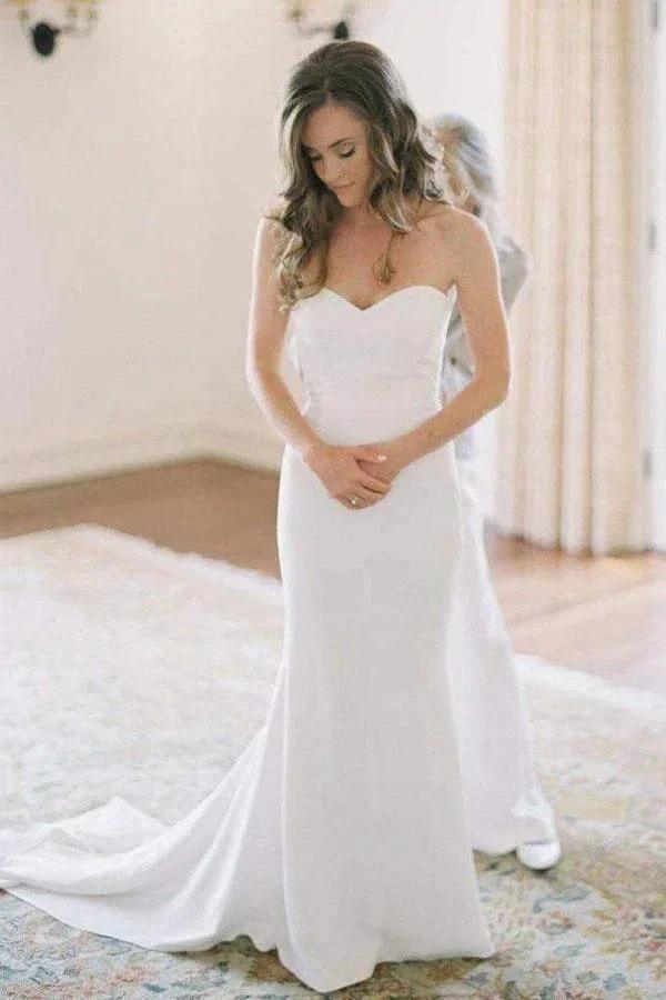 Simple Off White Mermaid Wedding/Bridal Dresses Sweetheart Neck (ZD15381)