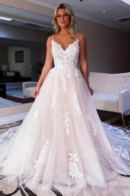 Simple Sweetheart Backless Lace A-Line Wedding Dresses (ZD14593)
