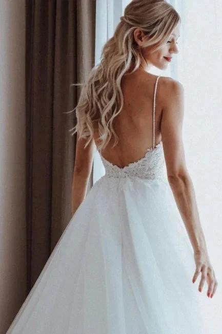 Simple Sweetheart Sleeveless A-Line Wedding Dresses With Lace (ZD14531) - View 2 | VelvetHem