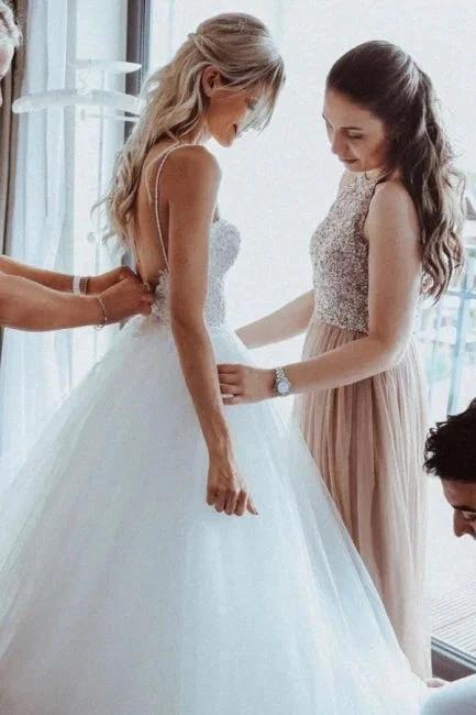 Simple Sweetheart Sleeveless A-Line Wedding Dresses With Lace (ZD14531) - View 3 | VelvetHem