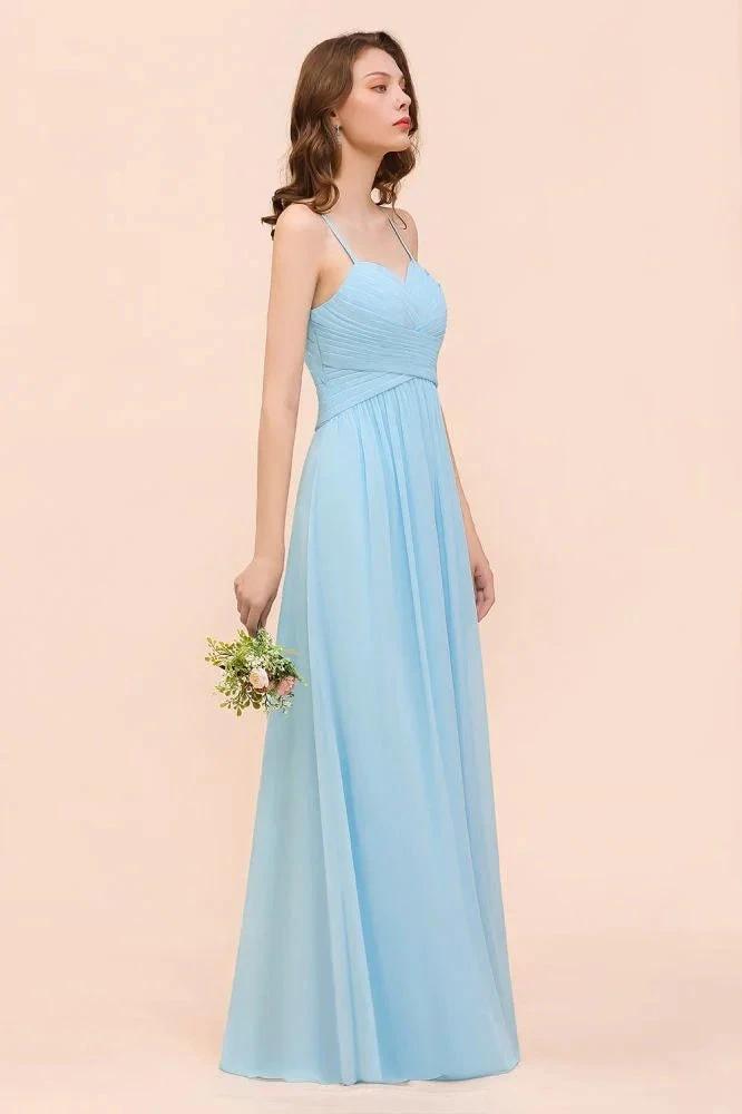 Sleeveles Sky Blue Aline Bridesmaid Dress Simple Maid of Honor Dress (ZD12980)