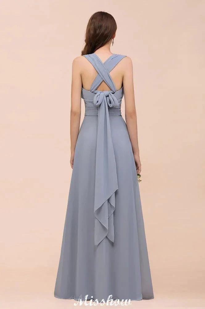Sleeveless A-line Bridesmaid Dress Floor-Length Formal Dress (ZD12948)