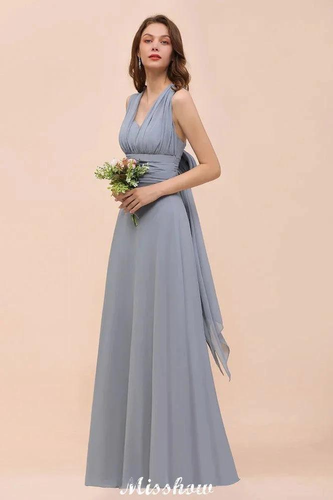 Sleeveless A-line Bridesmaid Dress Floor-Length Formal Dress (ZD12948)