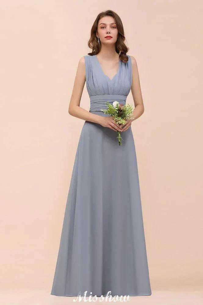Sleeveless A-line Bridesmaid Dress Floor-Length Formal Dress (ZD12948)