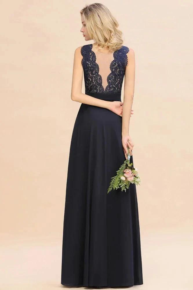 Sleeveless A-line Evening Maxi Gown Lace Appliques Floor Length Bridesmaid Dress Formal Party Gown (ZD13129)