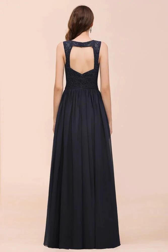 Sleeveless Black A-line Evening Maxi Dress Chiffon Bridesmaid Dress Formal Dress (ZD12965)