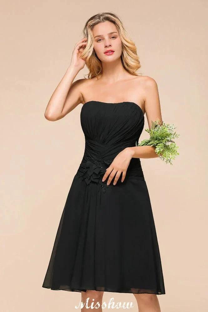 Sleeveless Black Tie Affair Special Occasion Dress Mini Bridesmaid Dress (ZD12950)