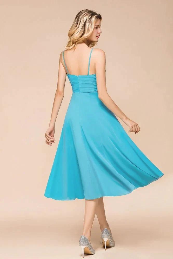Sleeveless Chiffon Ankle Length Bridesmaid Dress Mini Beach Wedding Guest Dress (ZD12955) - View 2 | VelvetHem