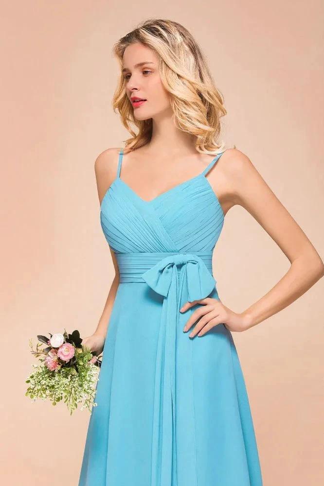 Sleeveless Chiffon Ankle Length Bridesmaid Dress Mini Beach Wedding Guest Dress (ZD12955) - View 8 | VelvetHem