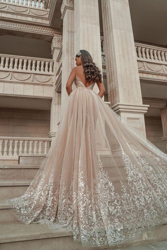 Sleeveless Floral Lace Mermaid Wedding Dress Detachable Train