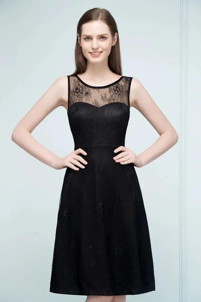 Sleeveless Lace A-line Knee Length Bridesmaid Dresses (ZD13056)