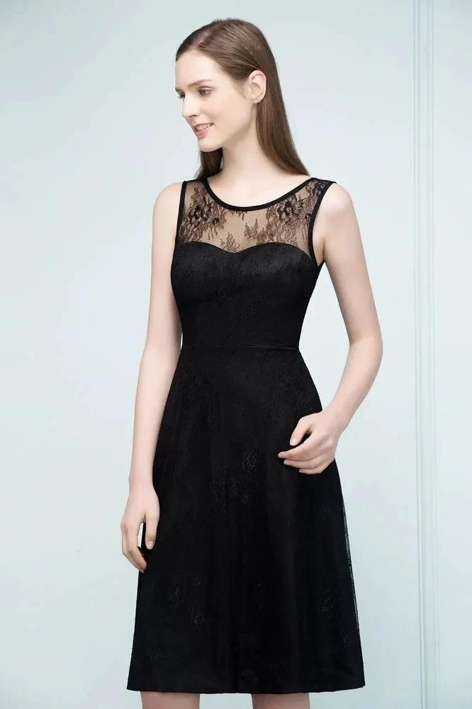 Sleeveless Lace A-line Knee Length Bridesmaid Dresses (ZD13056)