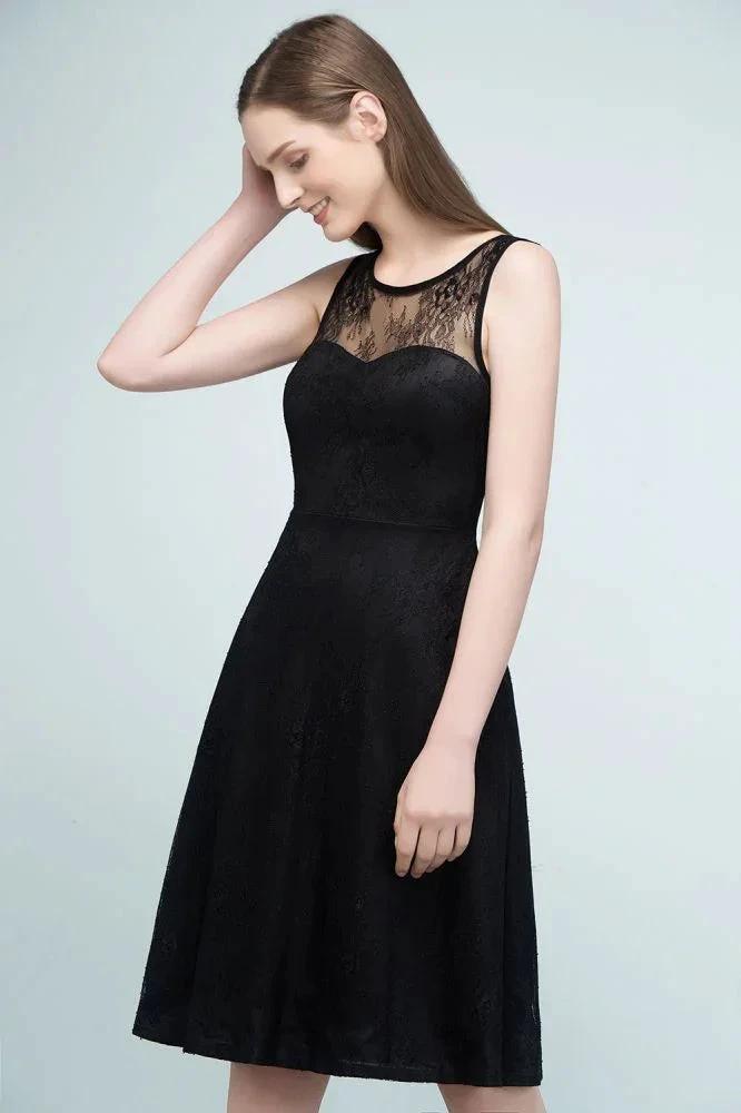 Sleeveless Lace A-line Knee Length Bridesmaid Dresses (ZD13056)