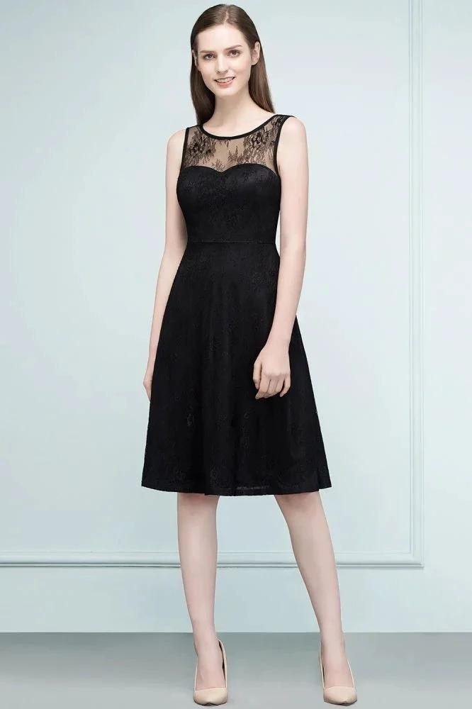 Sleeveless Lace A-line Knee Length Bridesmaid Dresses by misshow.com