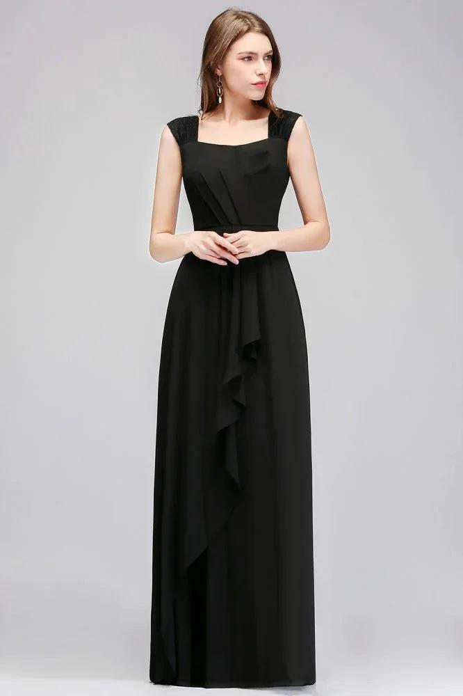 Sleeveless Ruffled Chiffon Black Bridesmaid Dresses (ZD13041)