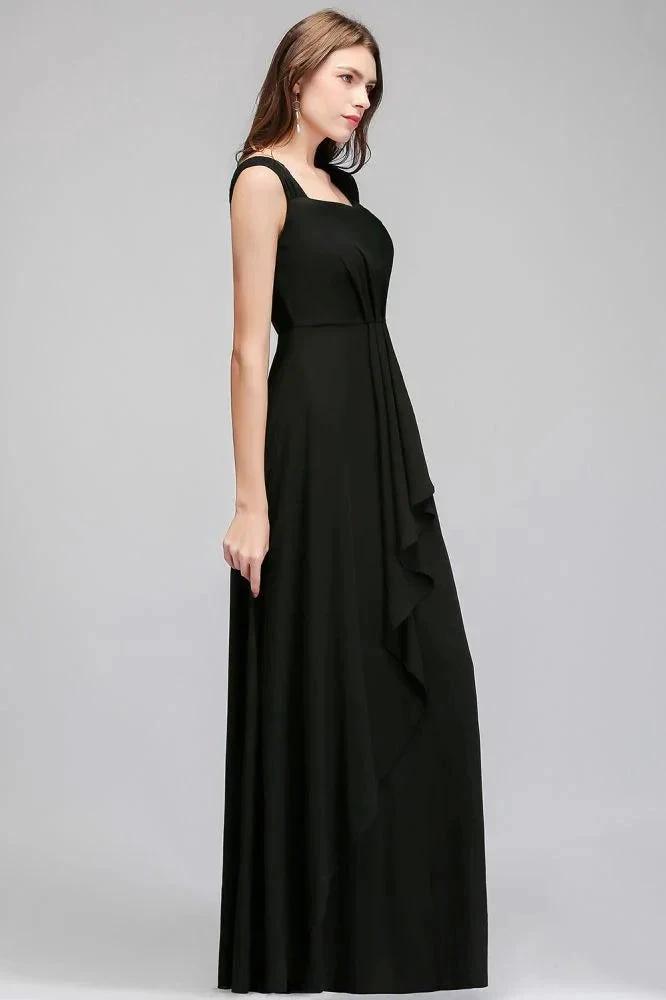 Sleeveless Ruffled Chiffon Black Bridesmaid Dresses (ZD13041)