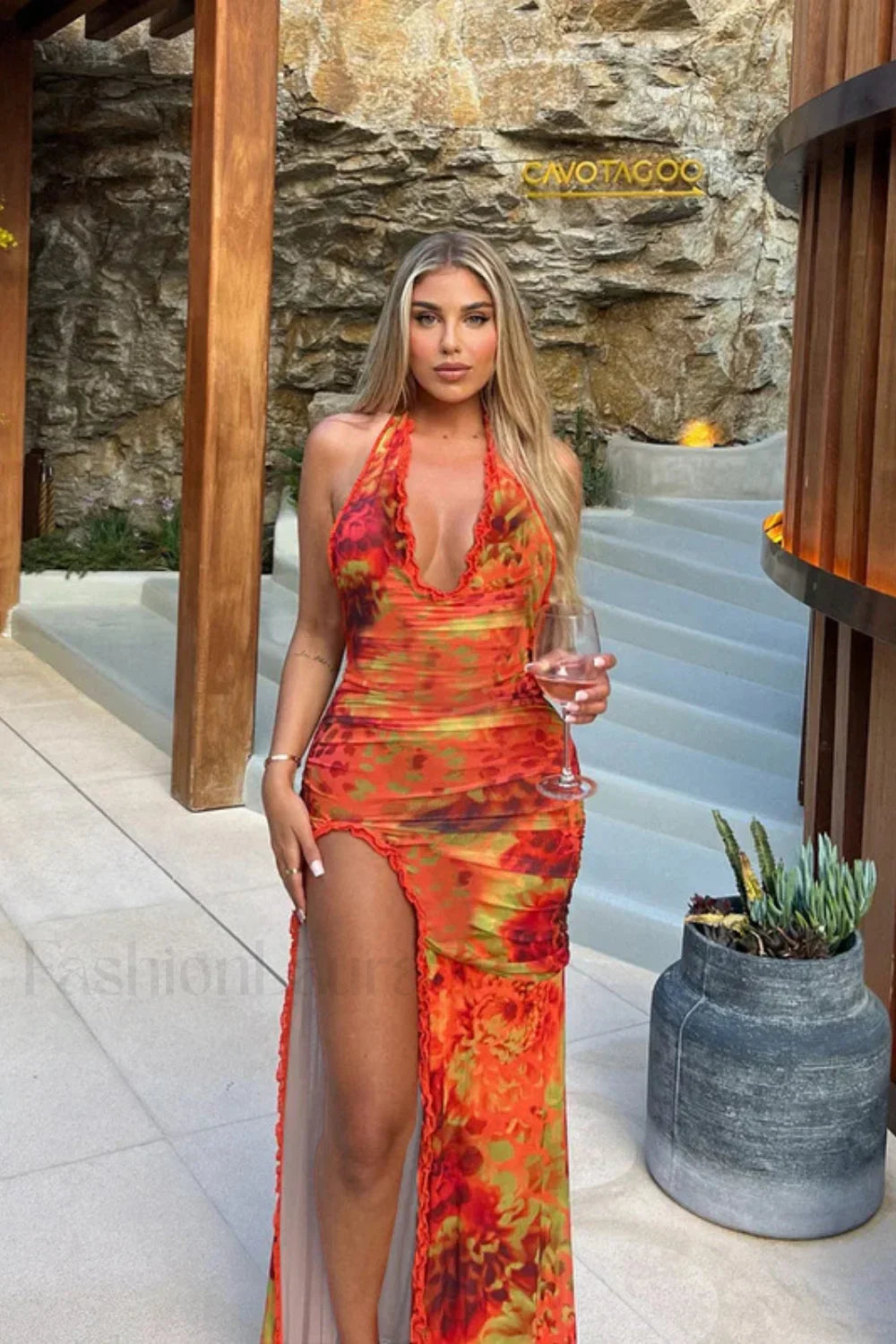 Slim Fit Printed Dress with Relaxed Fit and Comfort Fit Design