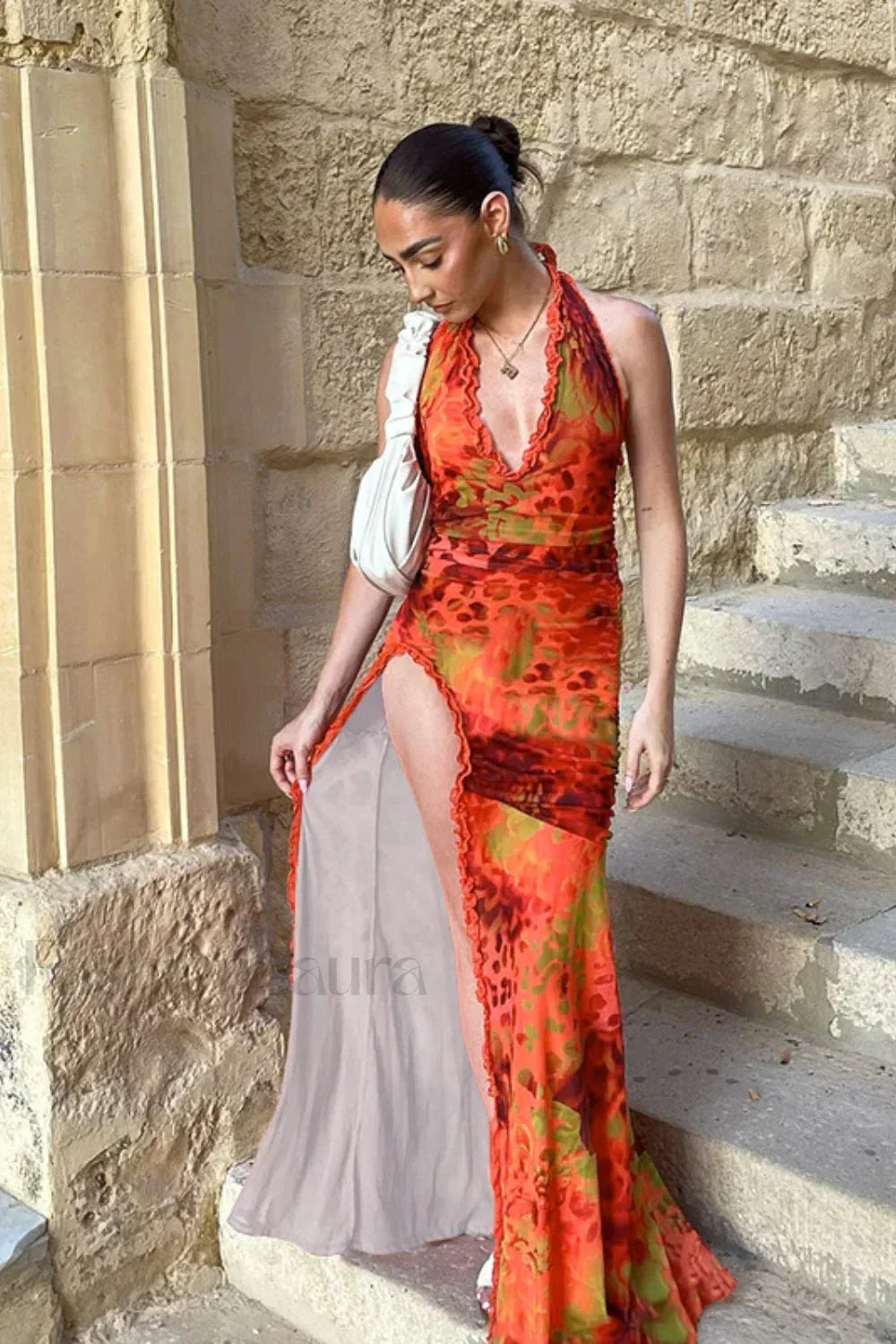 Slim Fit Printed Dress with Relaxed Fit and Comfort Fit Design