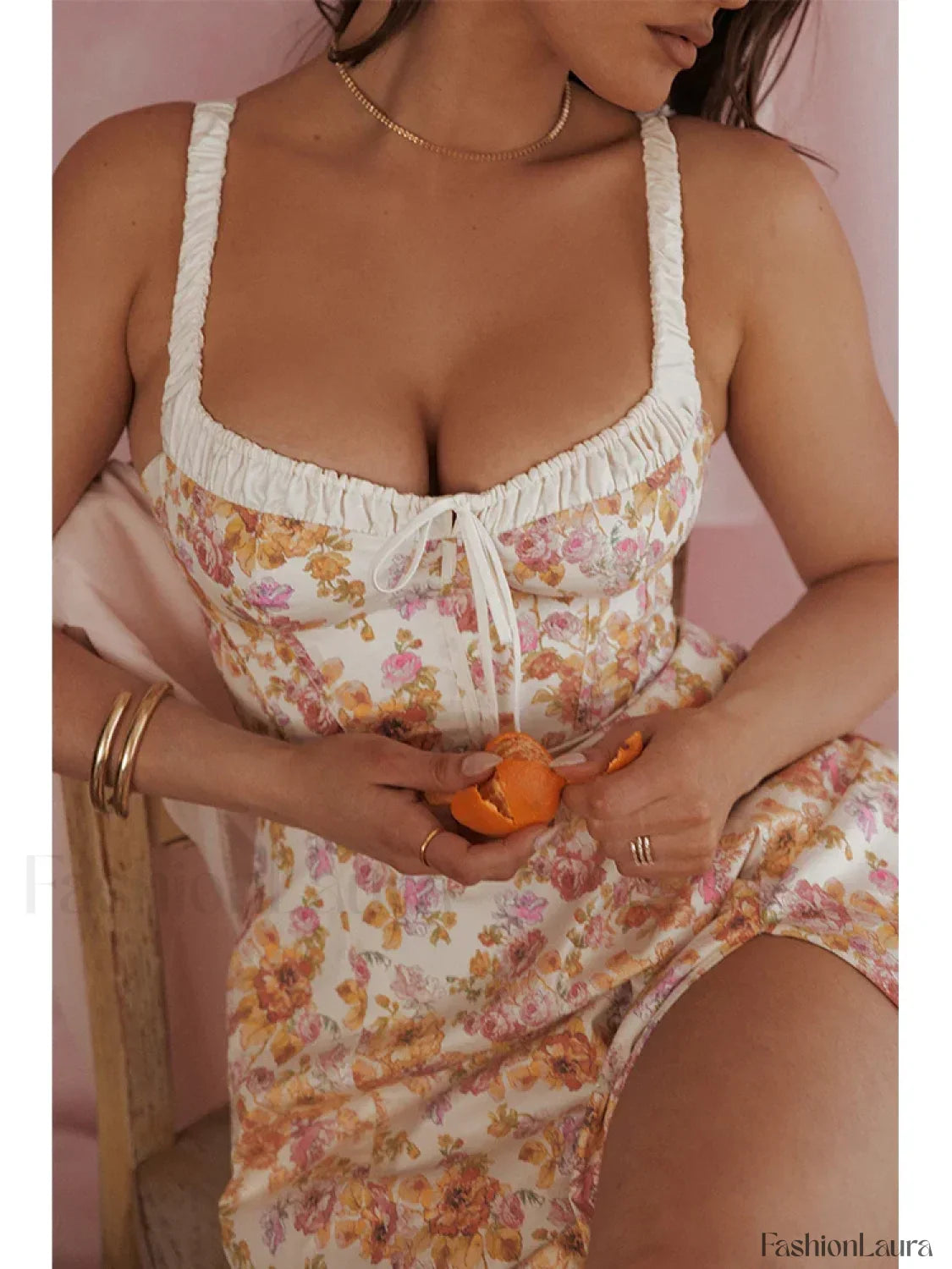 Slim Spaghetti Strap Floral Dress