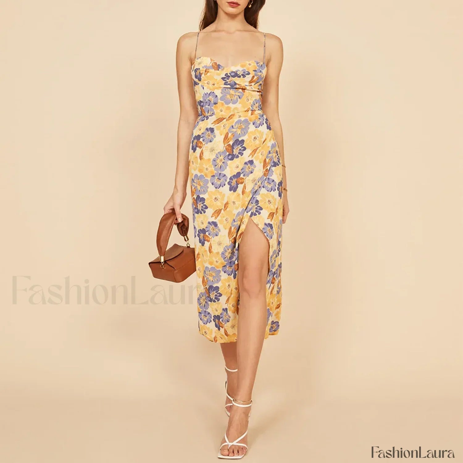 Slit Spaghetti Chiffon Dress with Relaxed Fit and Layered Outfit Styling