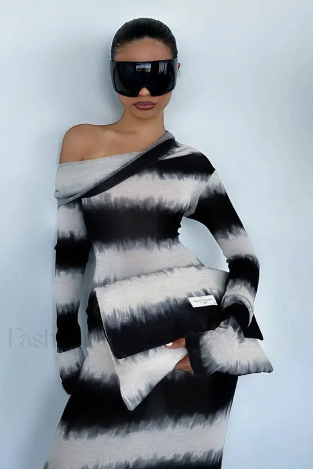 Smudged Black And Minimalist Dress for Smart Casual Fashion