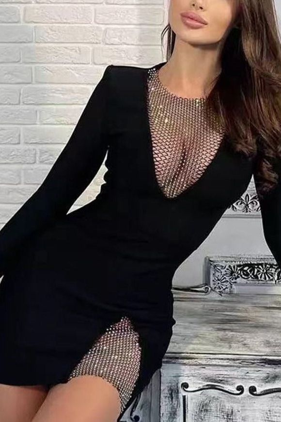 Sofie Bodycon Long Sleeve Mini Dress - Classic Black