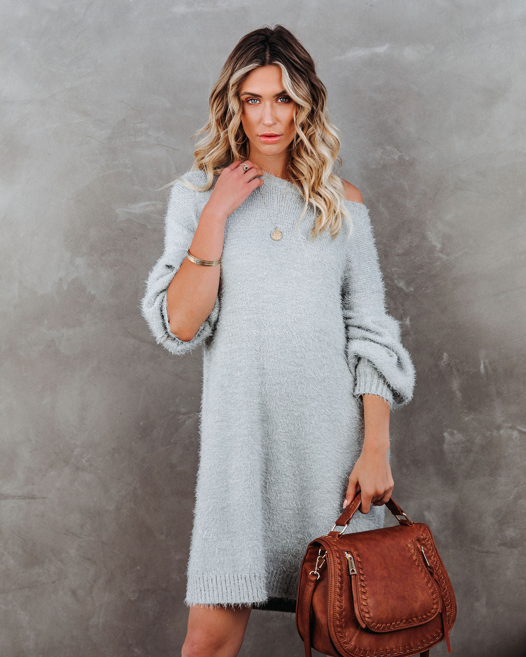 So In Love Knit Sweater Dress Heather Grey FINAL