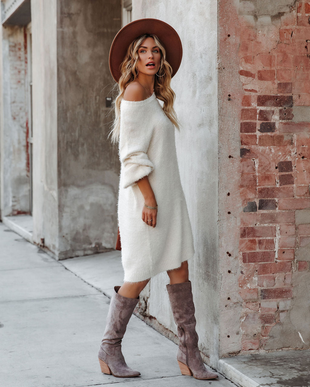 So In Love Knit Sweater Dress Ivory FINAL