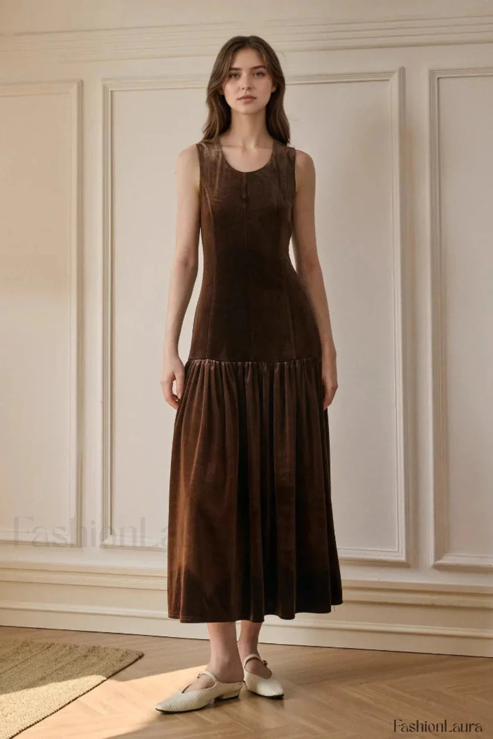 Solid Pleated Sleeveless Dress with Relaxed Fit and Streetwear Style