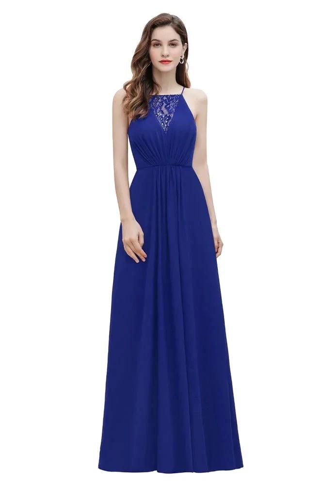 Spaghetti Bateau Aline Evening Maxi Dress Sequins Chiffon Bridesmaid Dress by misshow.com