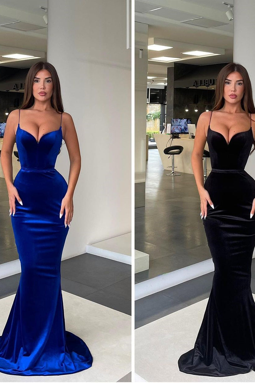 Spaghetti strap Mermaid Sweetheart Floor-Length Sleeveless Open Back Side Train High Split Prom Dress