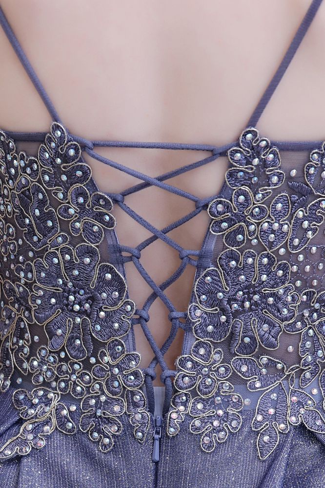 Spaghetti Strap Ombre Pruple Sparkle Prom Dresses