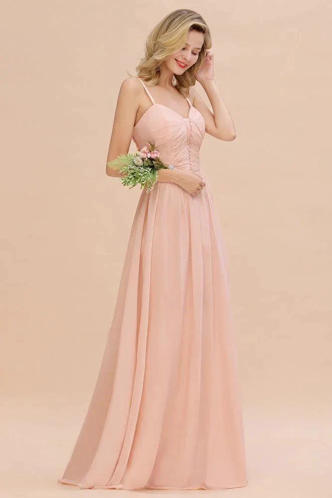 Spaghetti Straps Aline Bridesmaid Dress Sweetheart Chiffon Swing Evening Dress (ZD13150)